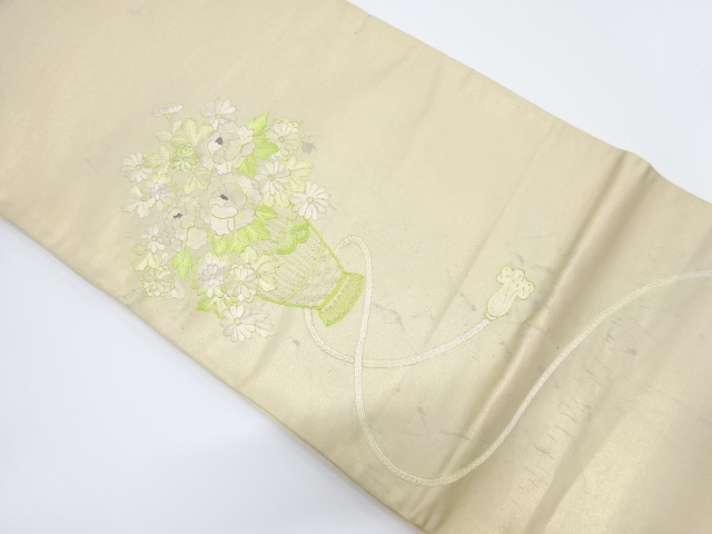 アンティーク　花籠模様刺繍袋帯（材料）